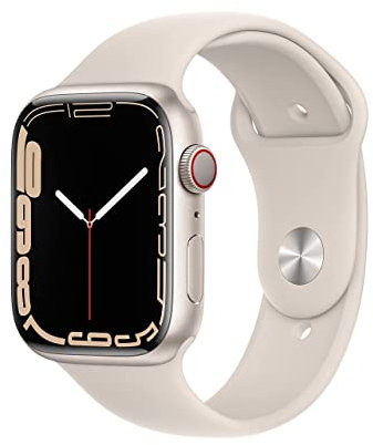 Apple Watch Series 7 (GPS + Celular, 45MM) - Carcasa de Aluminio Starlight con Banda Deportiva Starlight (Reacondicionado)