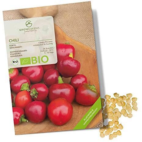 Semi di peperoncino biologici (Ciliegia Piccante) - Semi di peperoncino da coltivare in giardino, sul balcone e sul orto rialzato