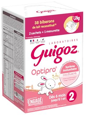 Guigoz OPTIPRO 2 Lait bébé 2ème âge en poudre de 6 à 12 mois - Bag in Box (2 sachets de 600g)