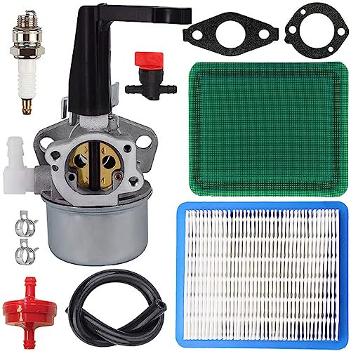 ZAMDOE Carburetor for Briggs & Stratton 110402 110412 215369 Tiller Engine Tune Up Kit with 696065 697422 Carburetor Air Filter Cartridge Spark Plug Fuel Hose Gaskets