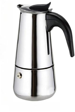 A2ZWORLD Espressokocher aus Edelstahl, Farbe Silber, Anti-Verbrühungsgriff, kompatibel mit Elektro- und Gasherden, nicht Induktion (4 Tassen 15,5 x 9 cm)