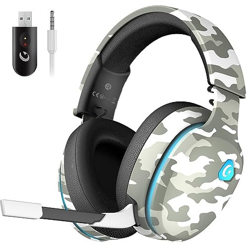 Casque Gaming sans Fil, Casque Gamer 2,4 GHz pour PC/PS5/Nintendo Switch, Casque Gaming PS5 avec Transducteurs 50mm, Microphone Anti-Bruit, Casque PS5 avec Son Surround