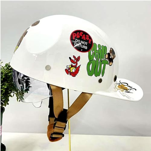 Open Face MC-hjälmar Baseballkeps Motorcykelhalvhjälm, Vintage Street Vuxna Män Damer för Cruiser Street Scooter Moped Keps Glasögon, ECE-godkänd M-XXL 57-64