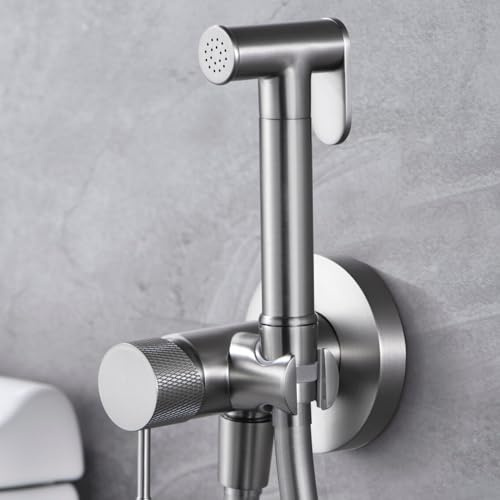IMEX - Ducha Bidet Agua Fría y Caliente Color Níquel Cepillado | Grifo Bidet Empotrado para WC | Ducha Higiénica Monomando para Inodoro | Grifería Sustituto de Bidé | Serie Line