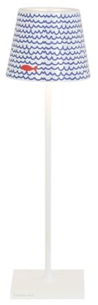 Zafferano, Poldina Pro Lampe mit Cover, Kabellose, Wiederaufladbare Tischlampe mit Touch Control, Auch für den Außenbereich Geeignet, Dimmer, 2200-3000 K, Höhe 38 cm, Farbe Weiß - Blaues Meer
