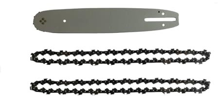 Lama e Barra più due catene Per Motosega da 35 cm 12 3/8 45 Maglie Ricambio Per Motoseghe a Scoppio Set Ricambio Moto sega Barra Guida