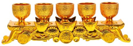 Cabilock Coupe Décorative Calice Gothique avec Pied pour Offrande Eau et Thé Exquise Coupe de Culte pour Temple Bouddhiste et Usage Rituel