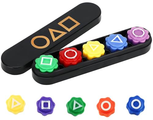 SSKHE Juego de Dados Gonggi Coreano Tradicional - Set de 5 Piezas Originales, Inspirado en la Serie Juegos del Calamar, Juego de Habilidad y Destreza para Niños y Adultos con Piedras de Colores