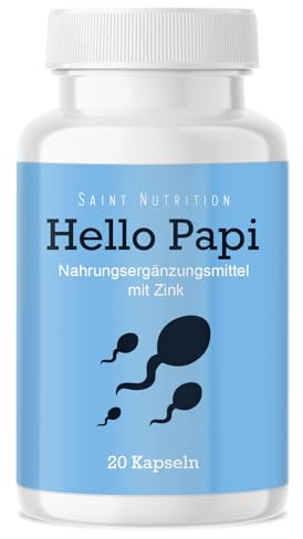 Saint Nutrition HelloPapi - Für Männer mit Kinderwunsch - Nahrungsergänzungsmittel mit Zink, Maca und L-Arginin - Unterstützung für den Mann - 20 Kapseln