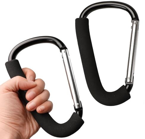 TheStriven 2 Stück Karabinerhaken Groß Kinderwagen Karabiner Groß 16cm Alu Karabinerhaken Groß Kinderwagen-Zubehör Kinderwagen-Clips zum Aufhängen von Tasche und Einkaufen Karabiner