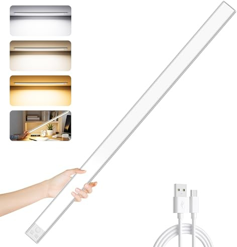 Ylatoial Under Cupboard Kitchen Lights, 60cm Extra Long 5000mAh 3 Color 106 LED Dimmable Rechargeable Magnetic LED Motion Sensor Lights Indoor for Wardrobe Cabinet Shelf
