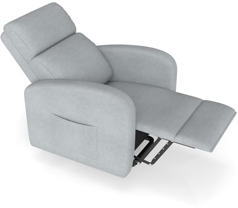 Eccellensedie Fernsehsessel elektrisch verstellbar mit Liegefunktion und Aufstehhilfe – Relaxsessel ohne Massagefunktion in modernem Design für Senioren (Hellgrau)