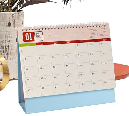 Calendario da tavolo - Pianificatore di pianificazione 2026, organizzatore mensile per la famiglia | Pratico calendario permanente per casa, ufficio, scuola, soggiorno, classe, studenti, insegnanti, a