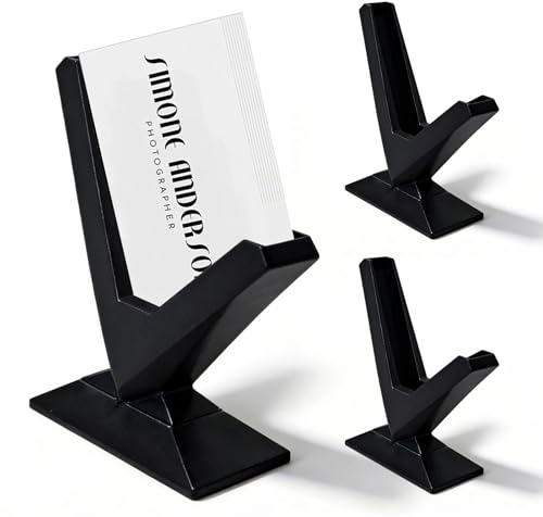 BAIFULAI Lot de 3 porte-cartes de visite, porte-cartes de visite, support incliné pour cartes de visite, 30 cartes de visite pour stand d'exposition, magasin, comptoir, bureau, noir classique