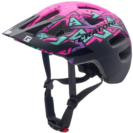 Cratoni Maxster Pro Wild S/M Casco per ragazzi con fanale posteriore, casco da bicicletta per bambini (rosa selvatico-opaco)