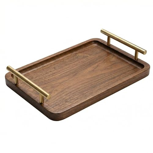 Tablett Serviertablett, Holztablett mit Griffen, 40 * 30cm, Griffen, Essenstablett, Präsentationstablett, Couchtisch-Tablett für Frühstück, Couchtisch, Abendessen