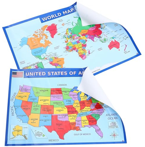 Healeved Poster da Parete Cartina del Globo e America in UV Paper, Resistente allo Sbiadimento, per Apprendimento della Geografia e Festa Back To School Party in Aula