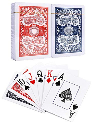 Vinsani Playing Cards, Poker Size Standard Index, 2 Decks of Cards (1 Blue and 1 Red), for Blackjack, Euchre, Canasta, Pinochle Card Game, Casino Grade