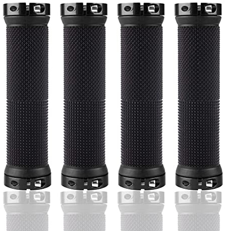 Mantain 2 Pair Bike Handlebar Grips Double Lock-on Bicycle Grips Soft Rubber Black Handle Grips for Bicycle Mountain MTB