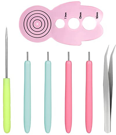 SAVITA 7pcs Papier Quilling Werkzeugset, Geschlitzte Quilling Werkzeug Tool mit Edelstahlspitze Blumen Roll Werkzeug Curlingm Trainer Pinzette für Karton Basteln