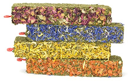 Mr. Crumble Dried Pet Food XXL-Knabbersticks mit Aufhänger 4er-Set, getreidefrei, Leckerli für Kaninchen, Meerschweinchen und andere Nager 4 x 100 g