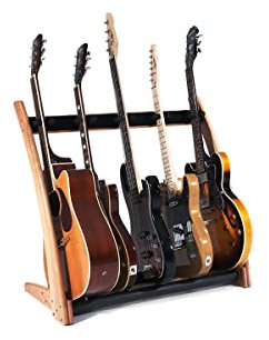 Ruach GR-2 Curve Customisable 5 Way Guitar Rack and Holder for Guitars and Cases - Cherry