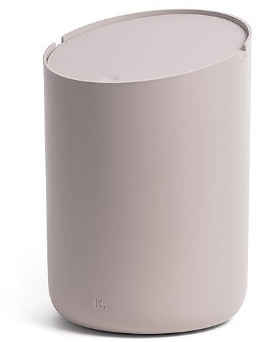 Kazai.® Mini Waste Bin 'Tove' - Small and Unique Design Bin from Berlin | For Bathroom, Kitchen & Desk | 1.5L Capacity, Non-slip, Inner Bucket | Taupe
