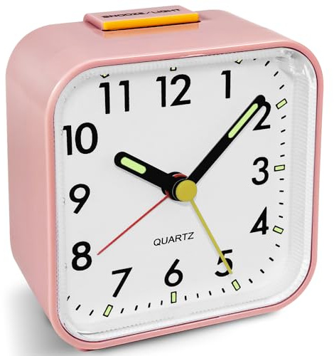 Titifeya Non Ticking Alarm Clocks Bedside Battery Powered Silent Bedroom Clock With Large Display Snooze Nightlight Function Easy to Use and Loud Enough for Heavy Sleepers, Elderly