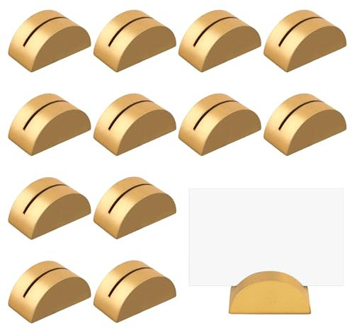 PEUTIER 12pcs Table Number Stands, Golden Table Name Holder Semicircular Design Modern Place Card Holders Photo Table Card Clips for Wedding Banquet Reception Anniversary Birthday Party