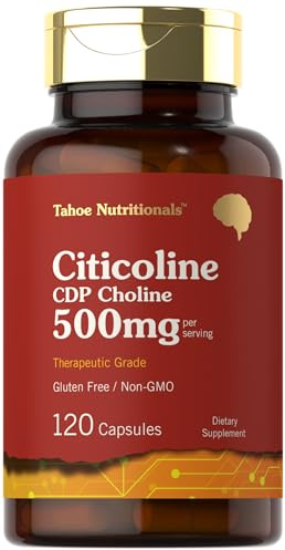 Tahoe Nutritionals Citicoline Supplement | 500mg | 120 Capsules | CDP Choline | Therapeutic Grade |Non-GMO and Gluten Free
