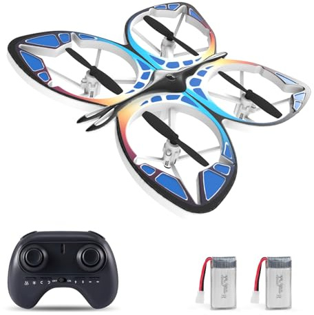 Dodoore Mini Drone for Teens 2.4GHz Butterfly Drone 360° Flip 6 LED Lighting Modes Headless Mode 3 Speed Attitude Hold One Key Start & Demo Auto Locking Gifts for Teens Beginners 2 Batteries Blue