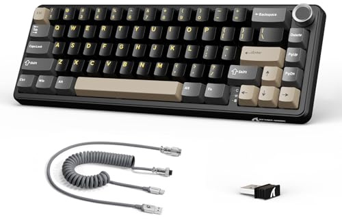 LexonElec x Attack Shark X66 60% Clavier Mécanique sans Fil avec Bouton de Volume, Hot-Swap Switch Linéaire, 2.4G/USB-C/BT5.0, QWERTY PBT Keycaps, Mini Clavier de Jeu 66 Touches RGB pour Win/Mac-Noir