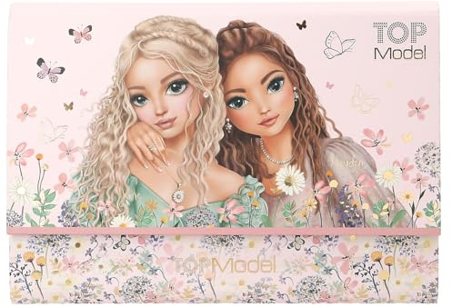 Depesche 13617 TOPModel Summer Feeling - Juego de papelería en Carpeta, con Motivo de Modelo y Flores, Incl. membretes y Sobres