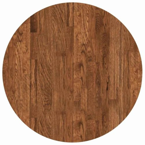 vidaXL Tischplatte Dunkelbraun Ø 60 x 2,5 cm Massivholz Eiche, Moderner runder Eichen-Tischplatte, wendbares Design, stylische Essfläche, praktisches Möbel für Wohnzimmer
