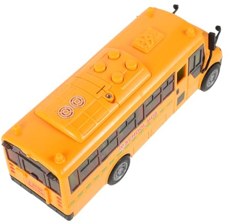 OFFSCH Autobús Escolar de Juguete con Música y Diseño de Inercia Modelo con Puertas Abatibles para Coche de Seguro y Portátil para Habitaciones Infantiles