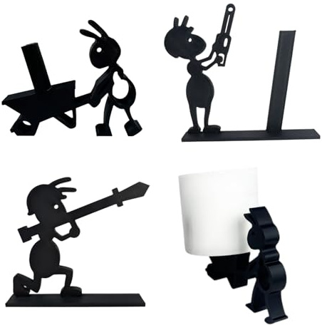 Novelty Toilet Roll Holder, 3 Pcs Ant Toilet Roll Paper Holder Free Standing Paper RollStorage with Carts, Chainsaws and Bazookas Styles, Ovelty Gift for Home, Kids and Guests, Cute Bathroom Decor