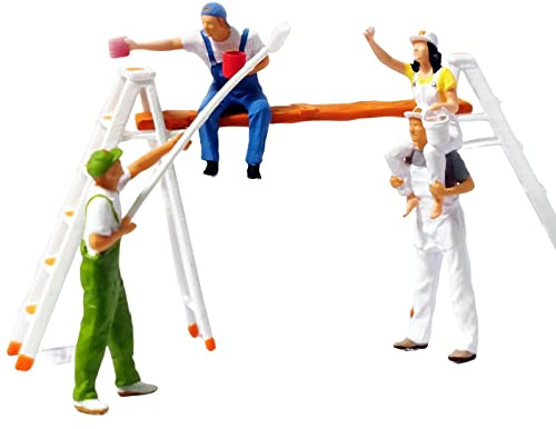Mqiklt 1/87 Figure Decorator Personaggio Femminile E Maschile in Miniatura per Treni Ferrovie Architettura Modello Micro Paesaggio Layout Giardino delle Fate, con portascale