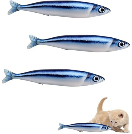 VINZOR 3 Jouets pour Chats en Forme de Saury, avec Herbe à Chat Naturelle, Jouets Interactifs pour Chaton et Chat Adulte, Tissu de Haute Qualité Résistant aux Griffes et Morsures