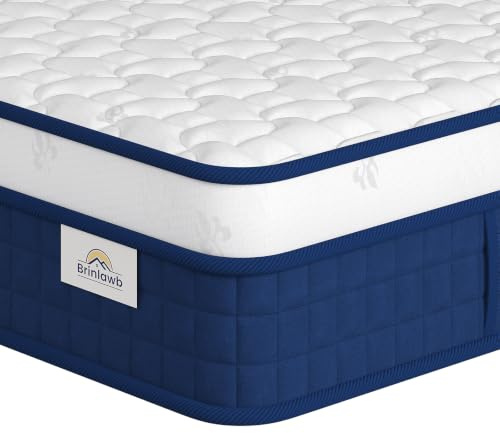 Brinlawb 4FT6 Double Mattress, 25cm Depth, 7-Zone Hybrid Pocket Sprung, Dual-Sided Firmness (Plush & Firm) Breathable Skin-Friendly Cover, Multi-Layer Construction, Low Motion Transfer for Quiet Sleep