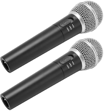 Fabater 2st Handhållen Trådlös Mikrofonset Dynamiska Mikrofoner för Karaoke och Scenshower med Mottagare Hållbart ABS
