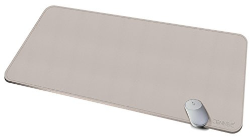 CENNBIE Leather Desk Mat,100X50cm Extra Large Desk Pad Blotter Protector, Extended Non-Slip Mouse Pad, Waterproof PU Leather Desk Mat on top of desks Large for Office and Home (Cream)