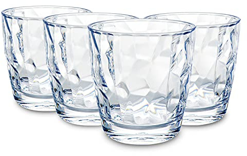 YINJOYI 300ml Clear Plastic Cups Tumblers Water Glasses Reusable Drinking Glassware Picnic Drinkware 4 Set