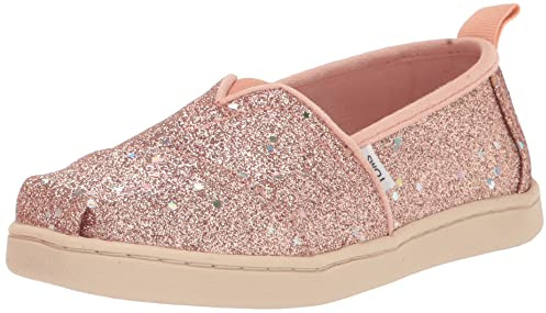 TOMS Youth Girl's Classic Alpargata Espadrille Loafer Flat, Rose Gold Cosmic Glitter, 4 UK