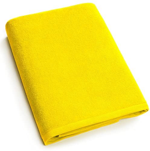 Beachland - Solid Beach Towel 30 x 60 inch Pool and Resort Style - 100% Cotton - Extra Soft and Absorbent (1 Towel, Yellow)