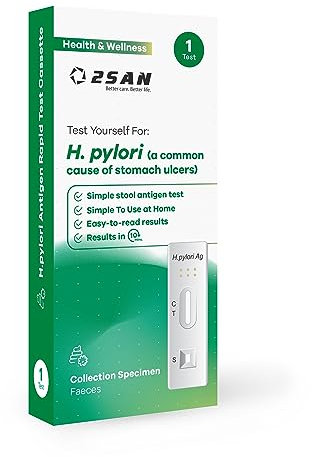 2San H. Pilory Home Test Kit, Fast & Accurate Stool Antigen Detection in 10 Mins, Easy at-Home Stomach Ulcer Screening for Helicobacter Pylori, Includes All Testing Materials, No Prep Needed