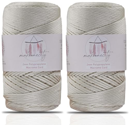 Makromecity 2 trådar makramégarn 2 mm x 230 m premium polyester makramérep polypropylen garn för hantverk heminredning platsplatta axelväska handväska löpare nappkedja 20 färger