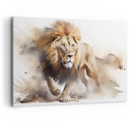 Quadri Moderni Soggiorno Leone Luminoso Animale Quadro su Tela 120x80cm Stampe da Parete Camera da Letto Cucina 1 pezzo Wall Art Canvas Grandi XXL Decorazione Murale Grafica Immagini AA120x80-5803