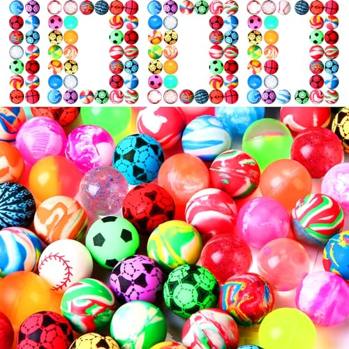 PullCrease 500 Pieces Bouncy Balls in Bulk 25 Mm/ 1 Inch Rubber High Bouncing Balls for Kids Colorful Bouncy Ornament for Kids Party Favors Prizes Gift Vending Machines Outdoor Activities