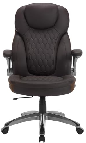 WOLTU Chaise de Bureau Ergonomique, Fauteuil de Direction, Similicuir, Brun | avec Fonction de Basculement et Reversible Armrest, Convient aux Bureaux et aux Salles de Réunion