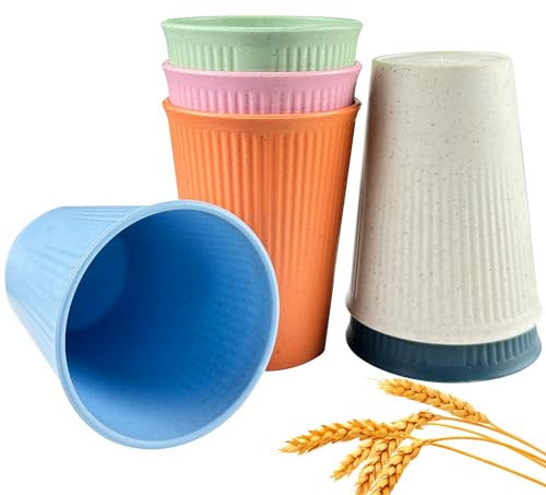 Vasos Plástico,6 Piezas Vasos Plástico Duro Reutilizable,Vaso Infantil,6 Colores,Vaso para Jugos, Té, Leche, Agua Helada, Café, Microondas y Lavavajillas,Aptos para Lavavajillas, Libre de BPA